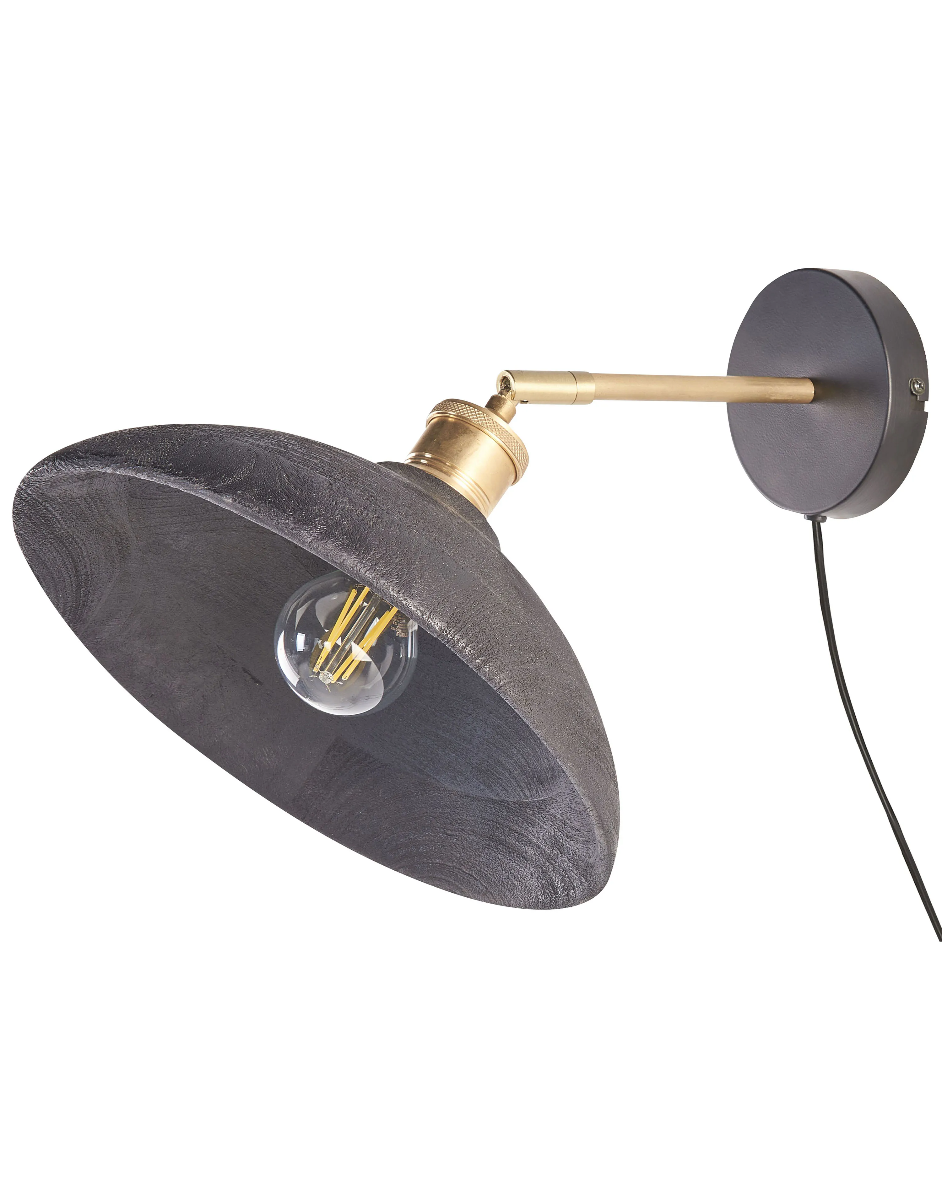 Wandlamp YERALA verstelbaar Mangohout Zwart