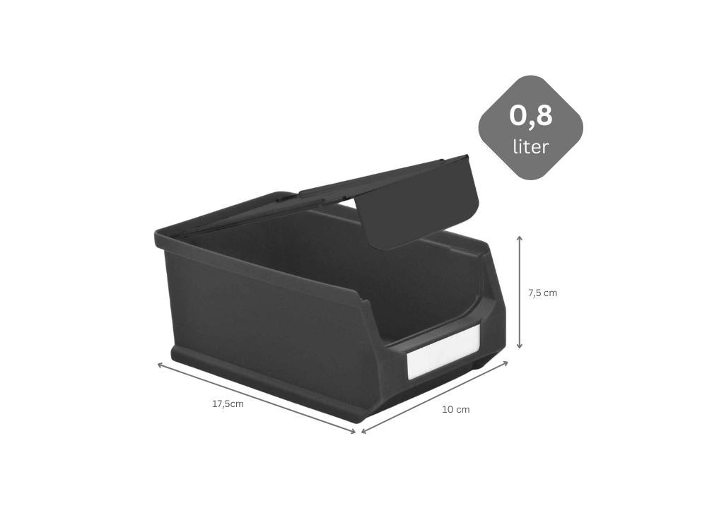 PROREGAL Value Pack 5 x Geleidende opbergdoos 2.0 met deksel HxBxD 7,5 x 10 x 17,5 cm 0,8 liter ESD-opslagcontainer Opbergdoos