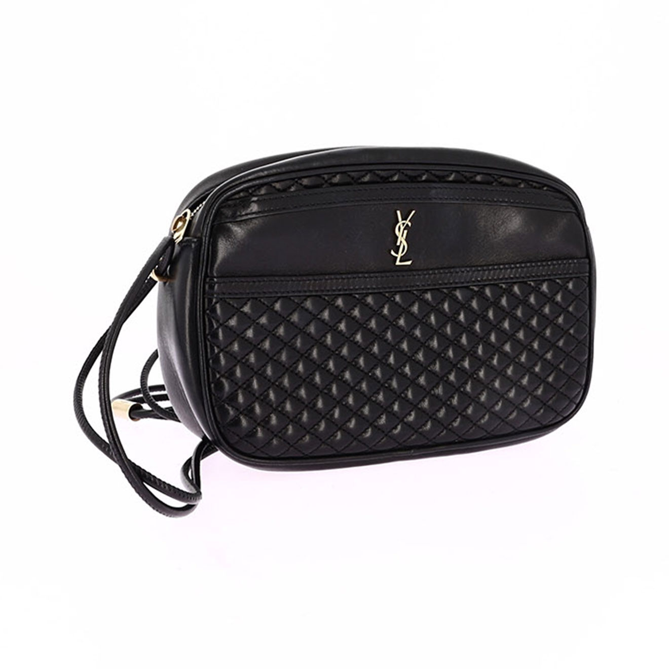 Saint Laurent Sac bandoulière Caméra en Cuir d'Agneau noir - Très bon état - L.21 cm