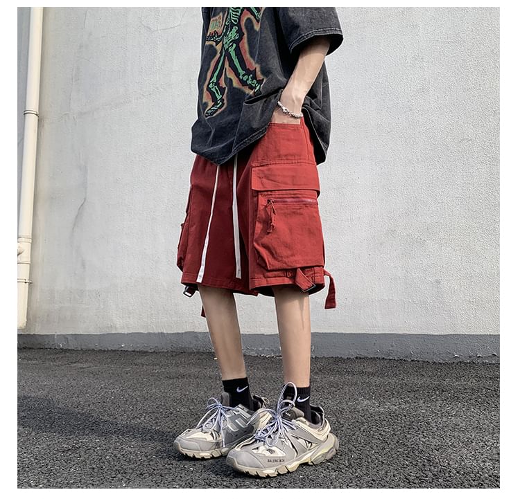 Kimeya - Effen cargoshorts met trekkoordtaille