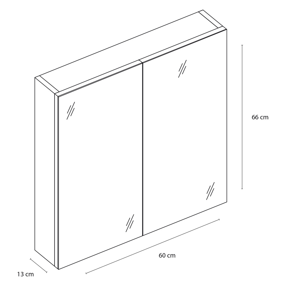 Differnz Somero spiegelkast 60cm antraciet