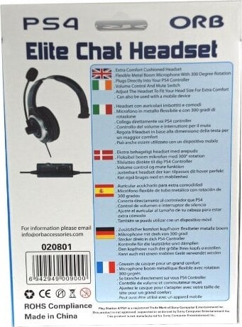 Playstation 4 - Elite Chat Headset / Høretelefoner - Orb