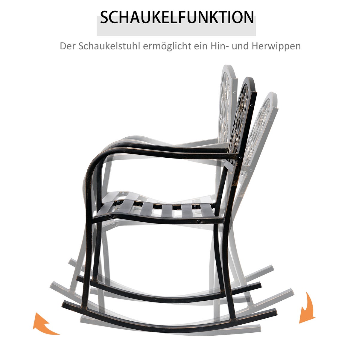 Outsunny schommelstoel, B60 x D73 x H85cm, metaal, brons