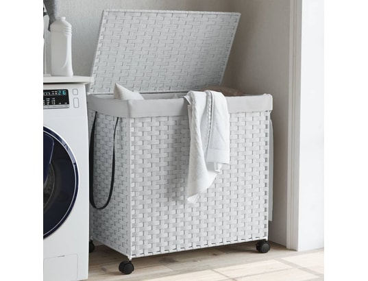 VIDAXL - Panier à linge avec roulettes blanc 60x35x60,5cm résine tres...