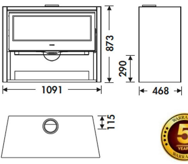 Poêle à bois en acier Panadero Arpege ecodesign 8.9kW 95m²