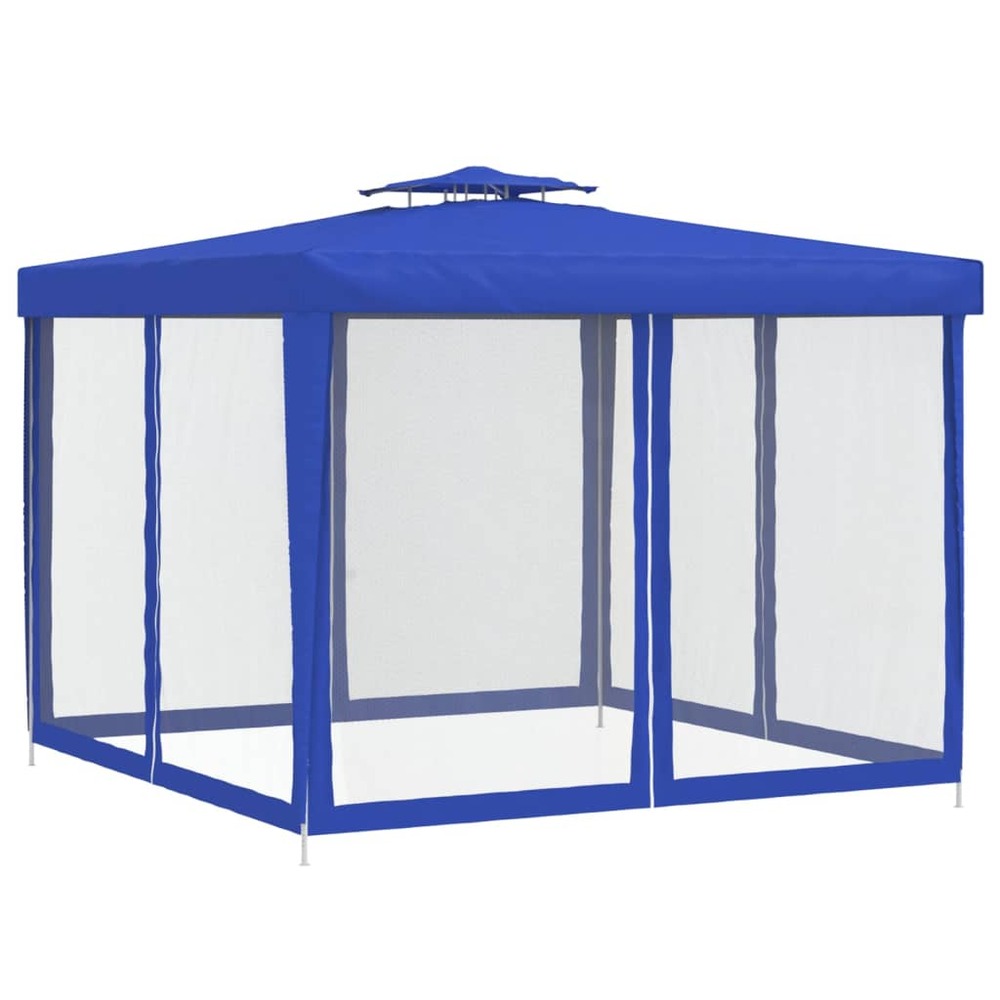 Belvédère à double toit bleu 3x3x2,68 m tissu