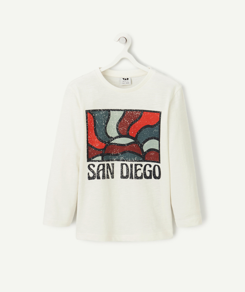 t-shirt manches longues garçon en coton bio blanc thème san diego