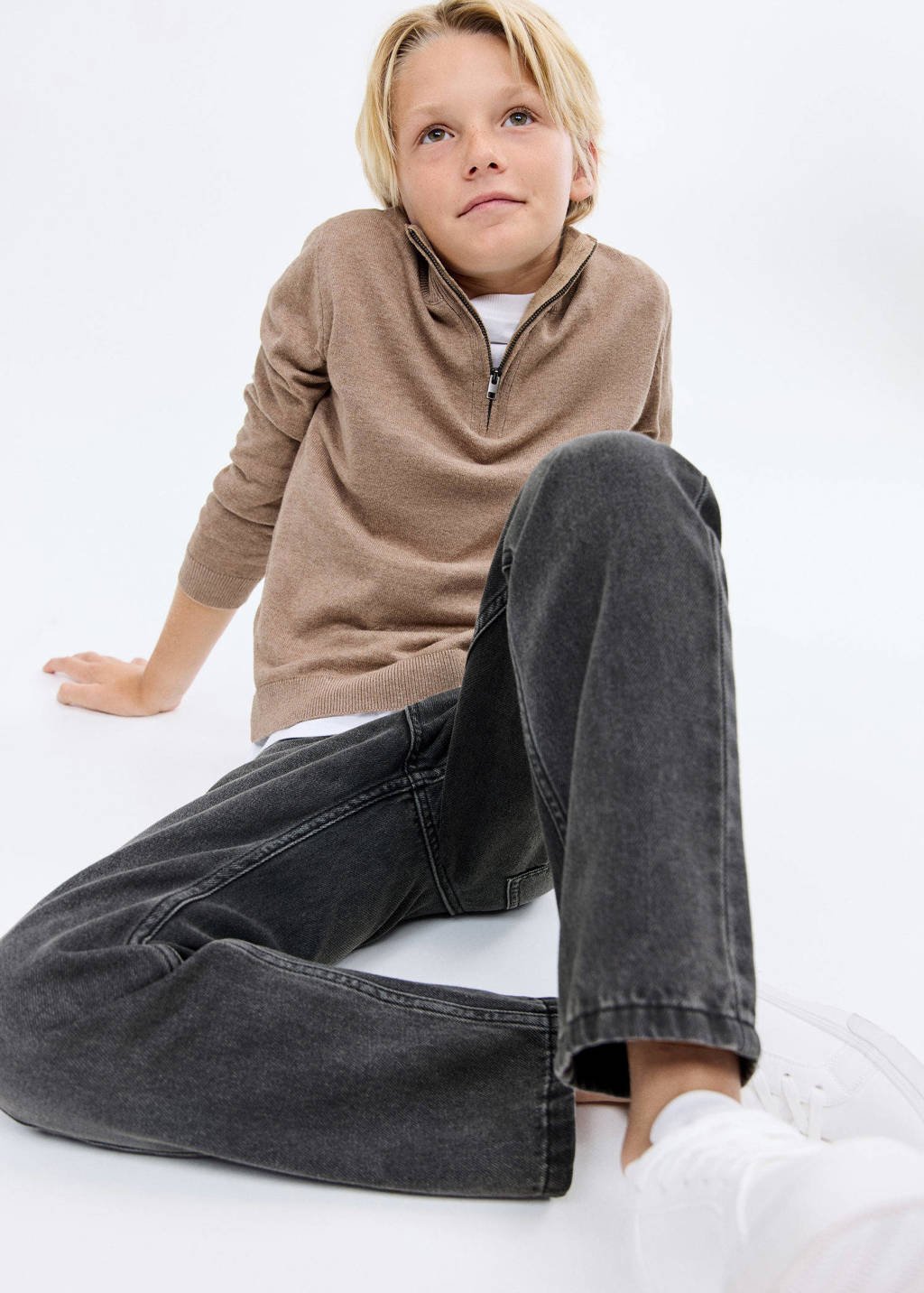 Mango Kids straight leg jeans grey denim