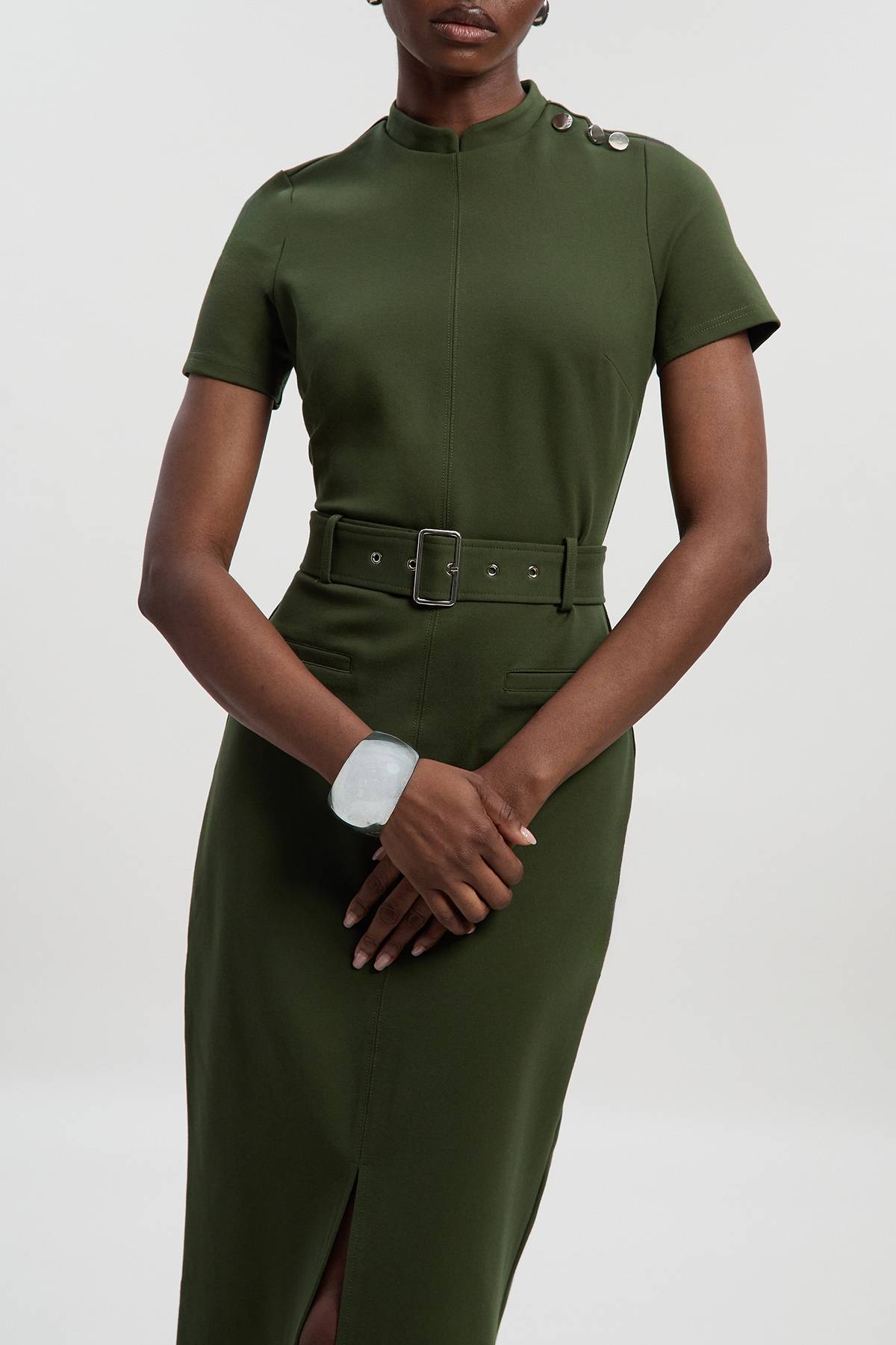 KarenMillen Robe Midi en Ponte avec Ceinture
