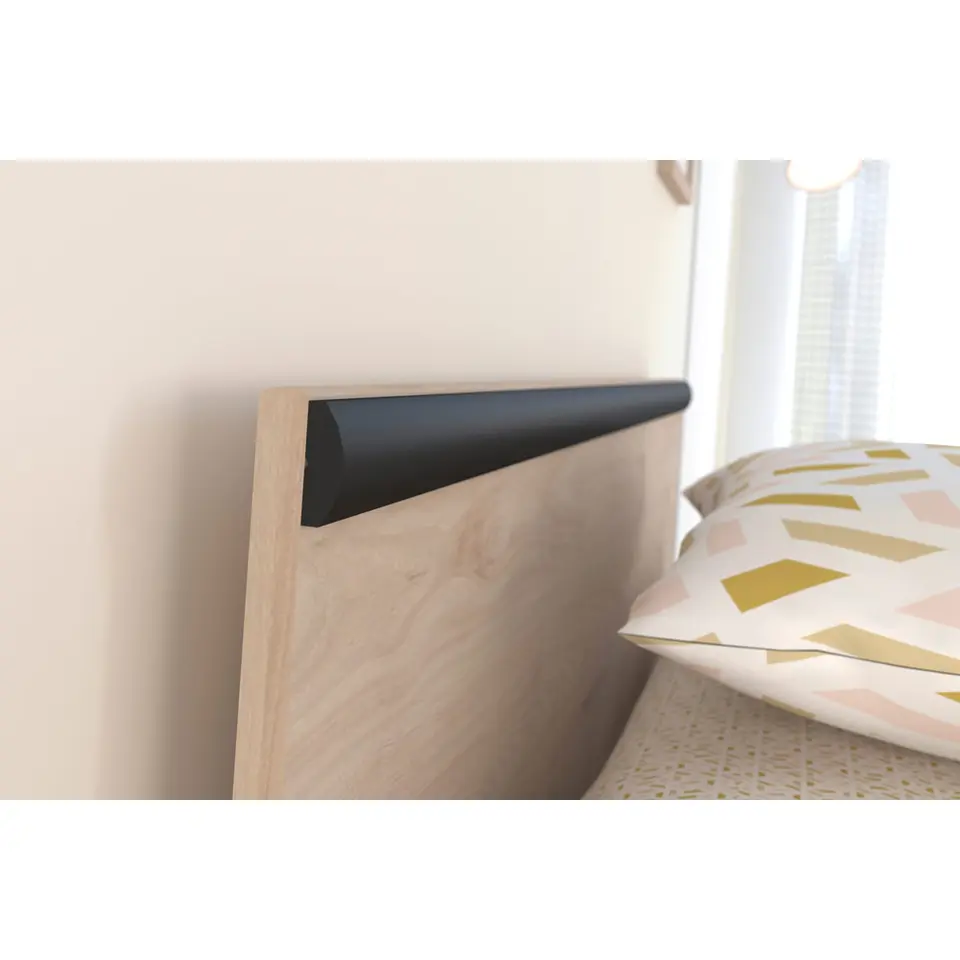 Bed Natan incl. lades - eiken/zwart - 90x200 cm
