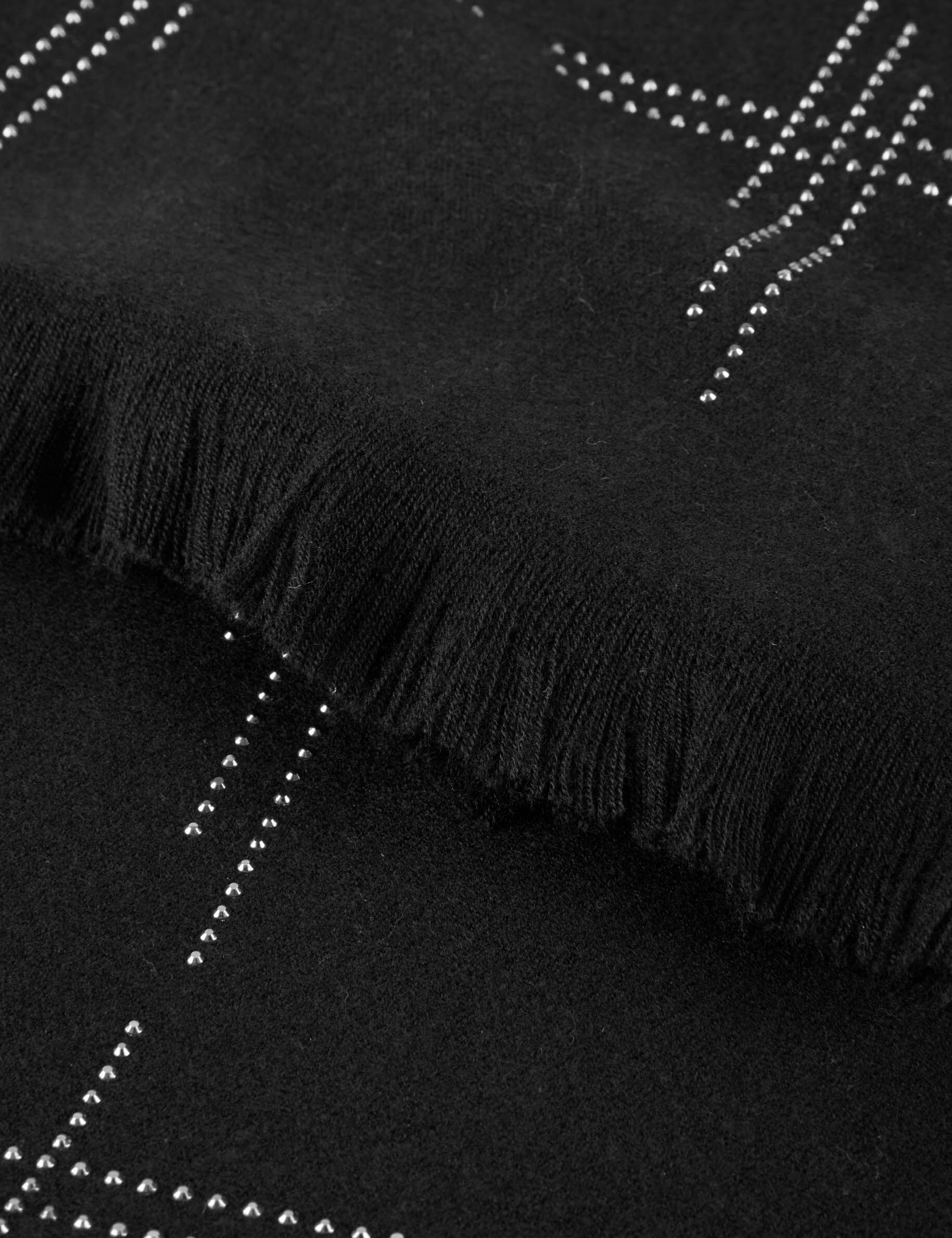 Écharpe avec strass et franges noir femme - noir