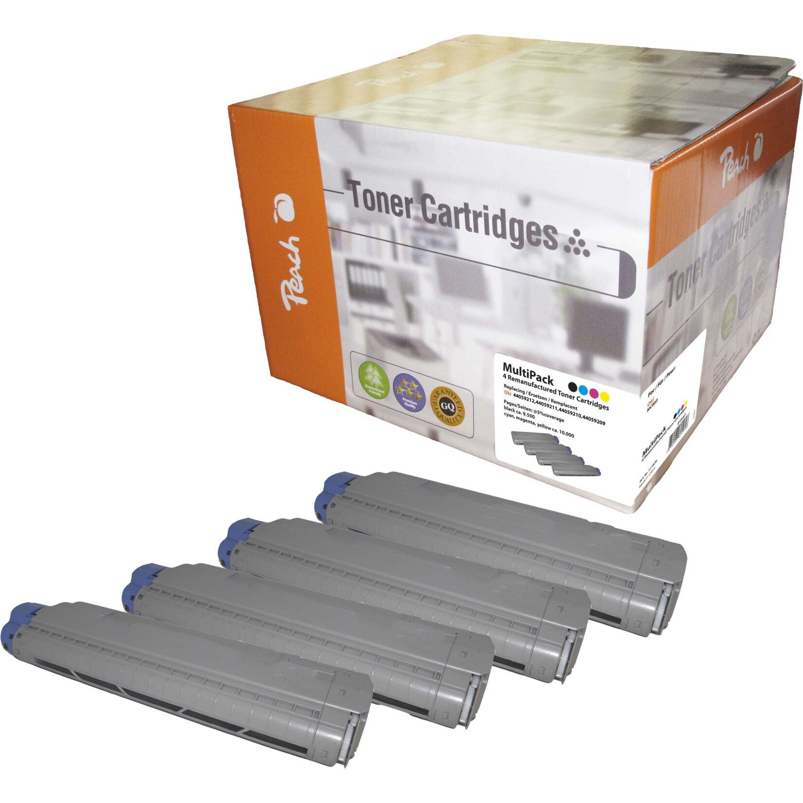 Peach O44054 Toner (bk, c/m/y) ersetzt OKI 44059209-12 für z.B. OKI CX 2633, OKI MC 860 CDTN, OKI MC 860 CDXN, OKI MC 860 DN (wiederaufbereitet)