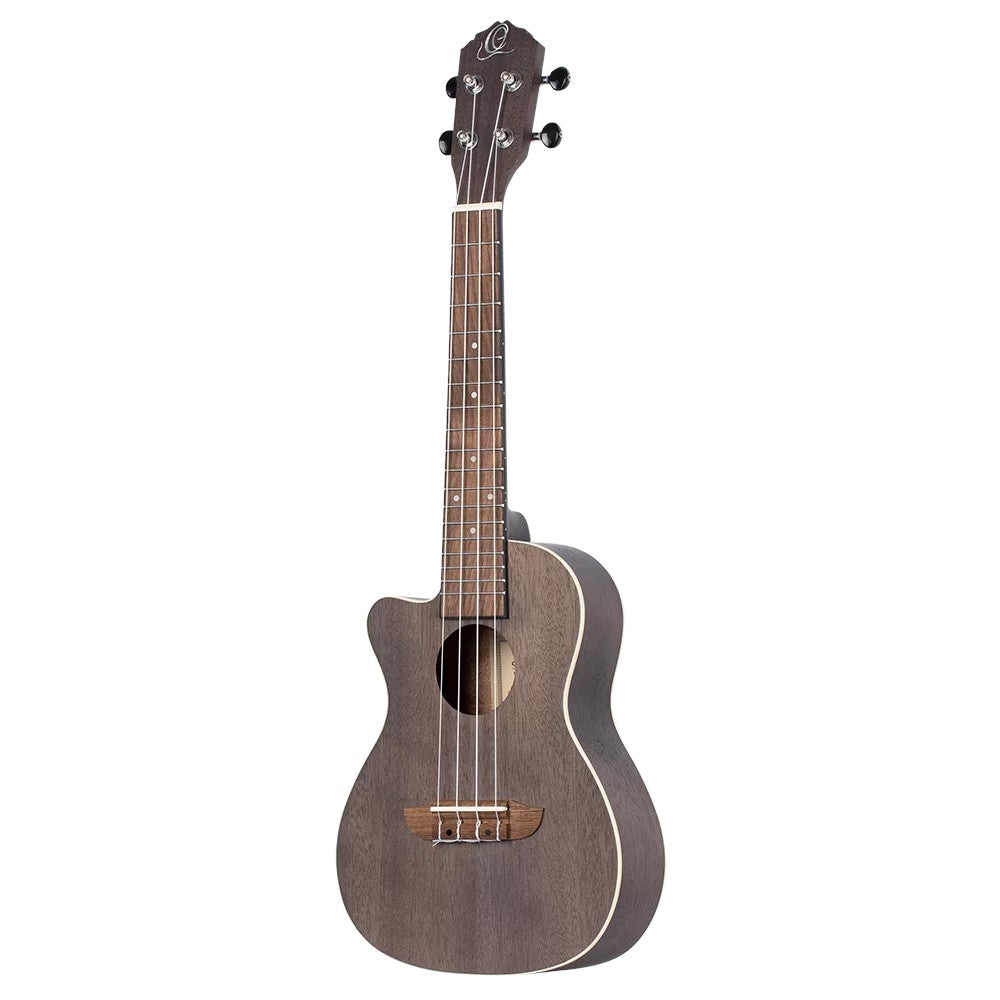 Ortega RUCOAL-CE-L Earth Series Concert Size Ukulele Coal Black linkshandige elektrisch-akoestische concert ukelele