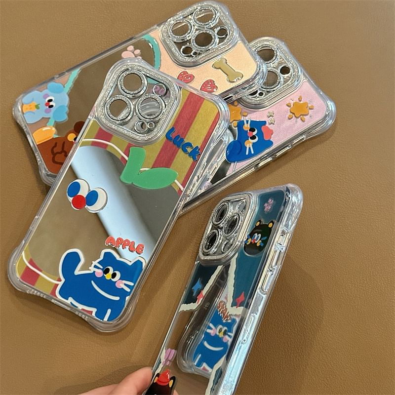 Fonekase - Cartoon gespiegelde telefoonhoes - iPhone 15 Pro Max / 15 Pro / 15 Plus / 15 / 14 Pro Max / 14 Pro / 14 Plus / 14 / 13 Pro Max / 13 Pro / 13 / 13 mini / 12 Pro Max / 12 Pro / 12 / 12 mini / 11 Pro Max / 11 Pro / 11