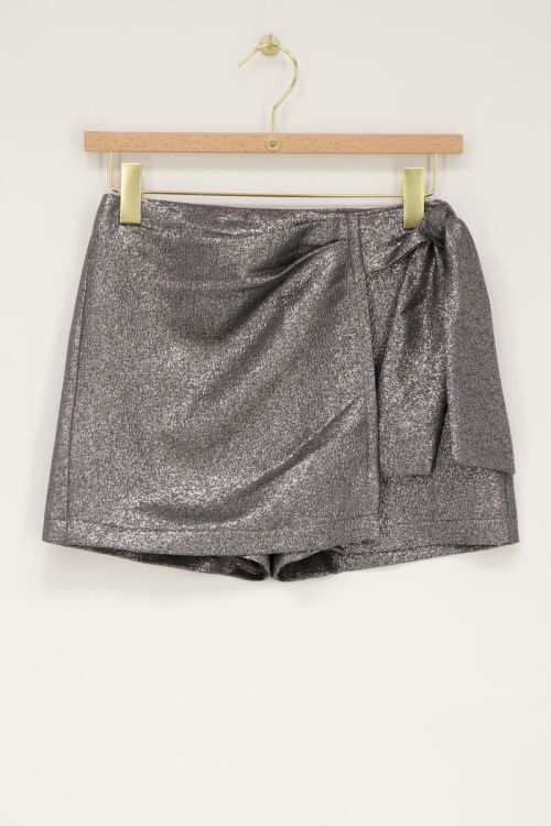 Zilverkleurige skort met overslag & lurex