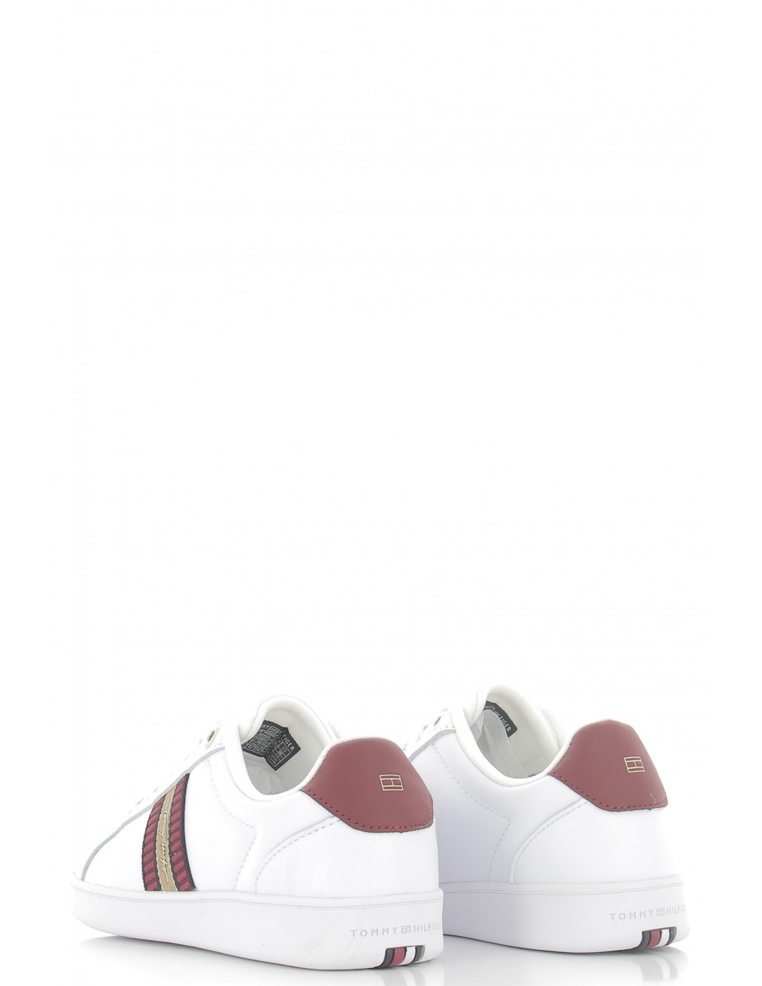tommy hilfiger baskets de ville femme signature webbing co cuir blanc