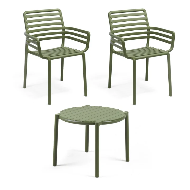 Nardi - Doga Armlehnstuhl (2x)   Doga Beistelltisch, Ø 50 cm, agave