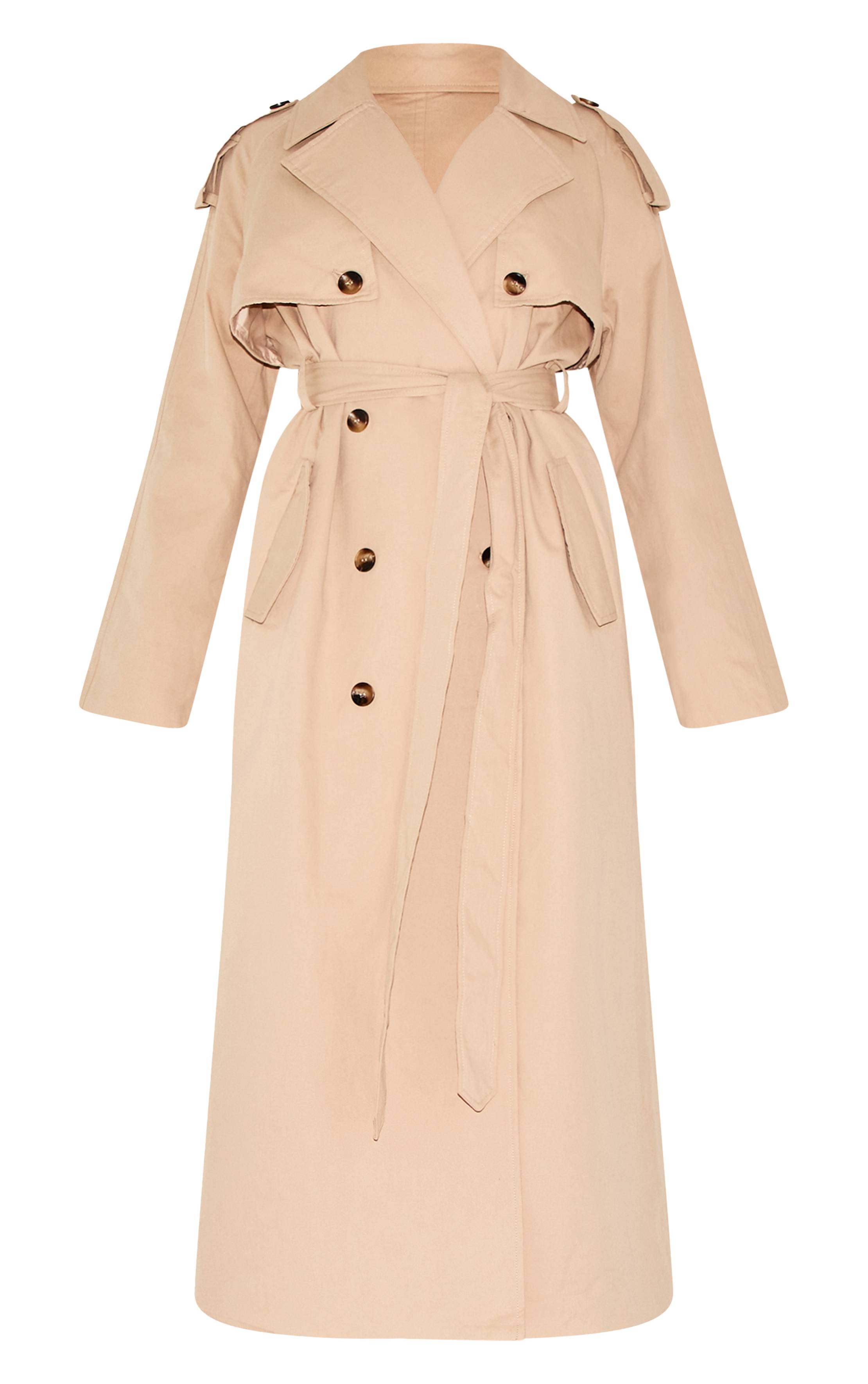 Beige Trench-coat Ceinturé À Double Boutonnage