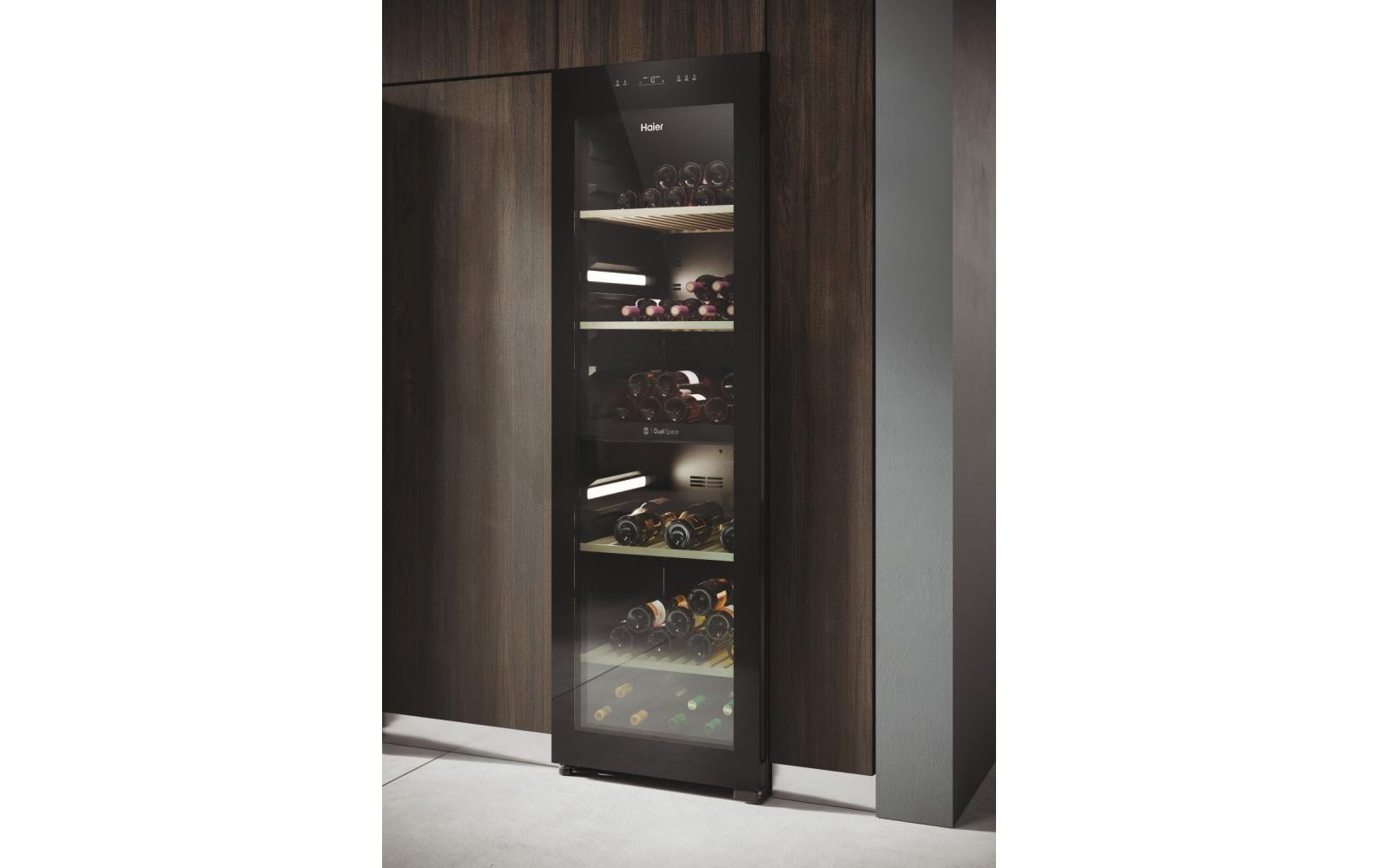 Weinklimaschrank HWS236GDGU1 Schwarz, Rechts, Wechselbar<br>Freistehender Weinkühlschrank
