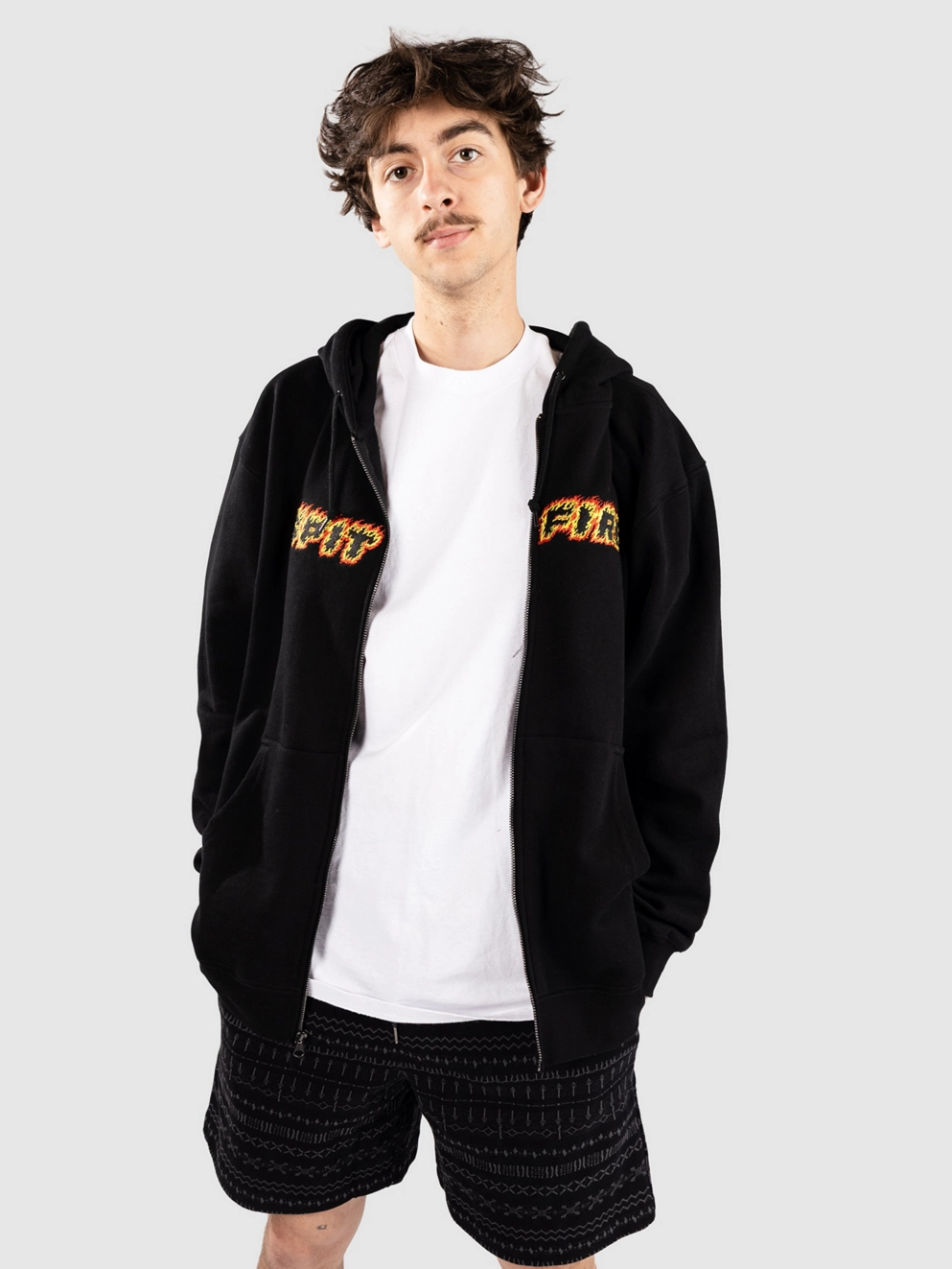 Spitfire Flames Script Zip Hoodie black