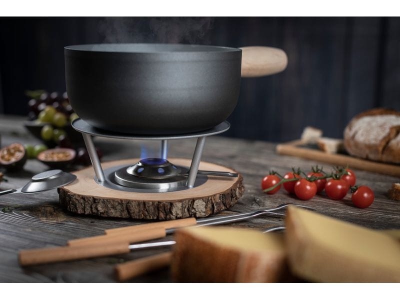 Kuhn Rikon Käsefondue-Set Alpine 7 Teile, Braun/Silber Käsefondue-Set für 4-6 Personen
