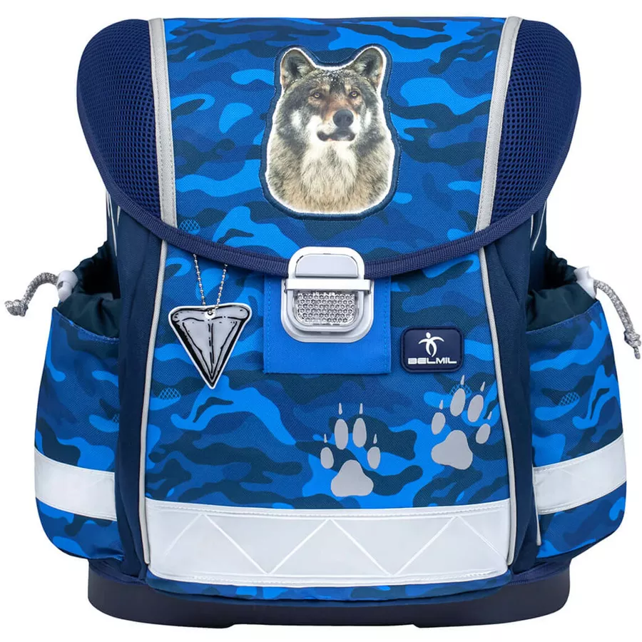 Belmil Schulranzen Classy Schulranzen Set 5-teilig mit Brustgurt Alpha Wolf