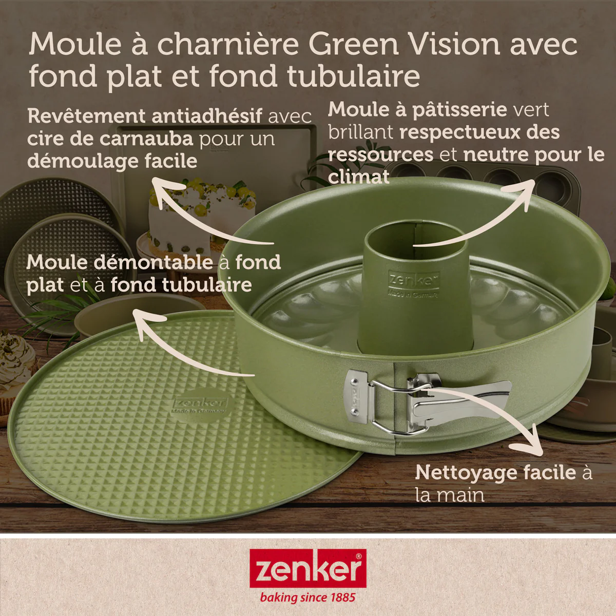 Moule à manqué et à savarin double fond 26 cm Green Vision Zenker