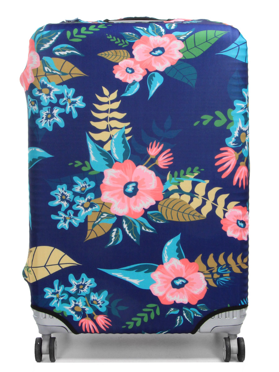 Housse de valise Periea Dark Blue with Flowers L