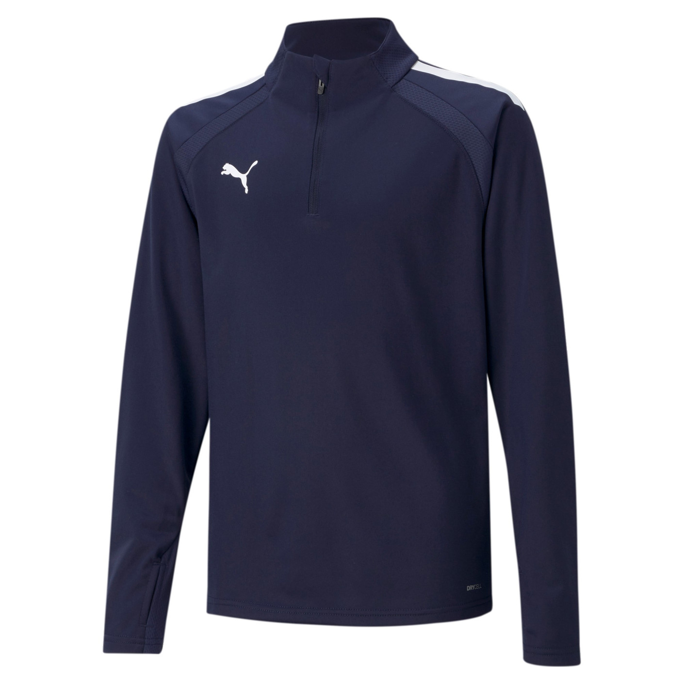 PUMA teamLIGA Trainingstrui 1/4-Zip Kids Donkerblauw Wit