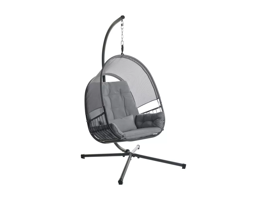Fauteuil suspendu avec support gris foncé ALVIANO