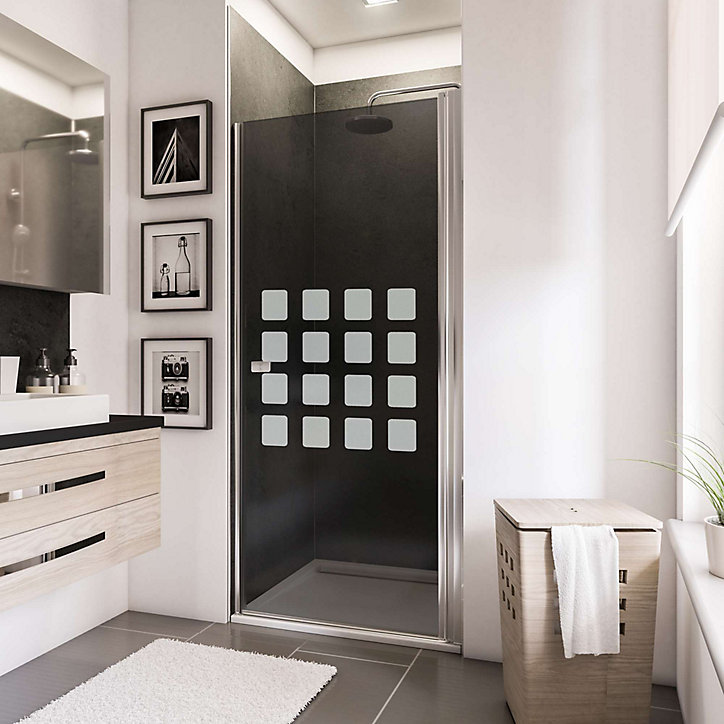 Porte de douche pivotante, 80 x 192 cm, Schulte NewStyle, verre transparent anticalcaire, Cubic anthracite