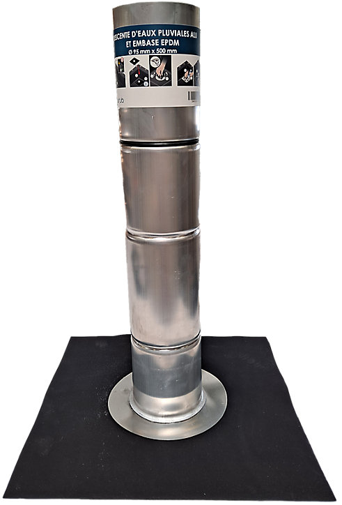 Descente d'eaux pluviales ALU et embase EPDM - Ø 95 mm x 500 mm