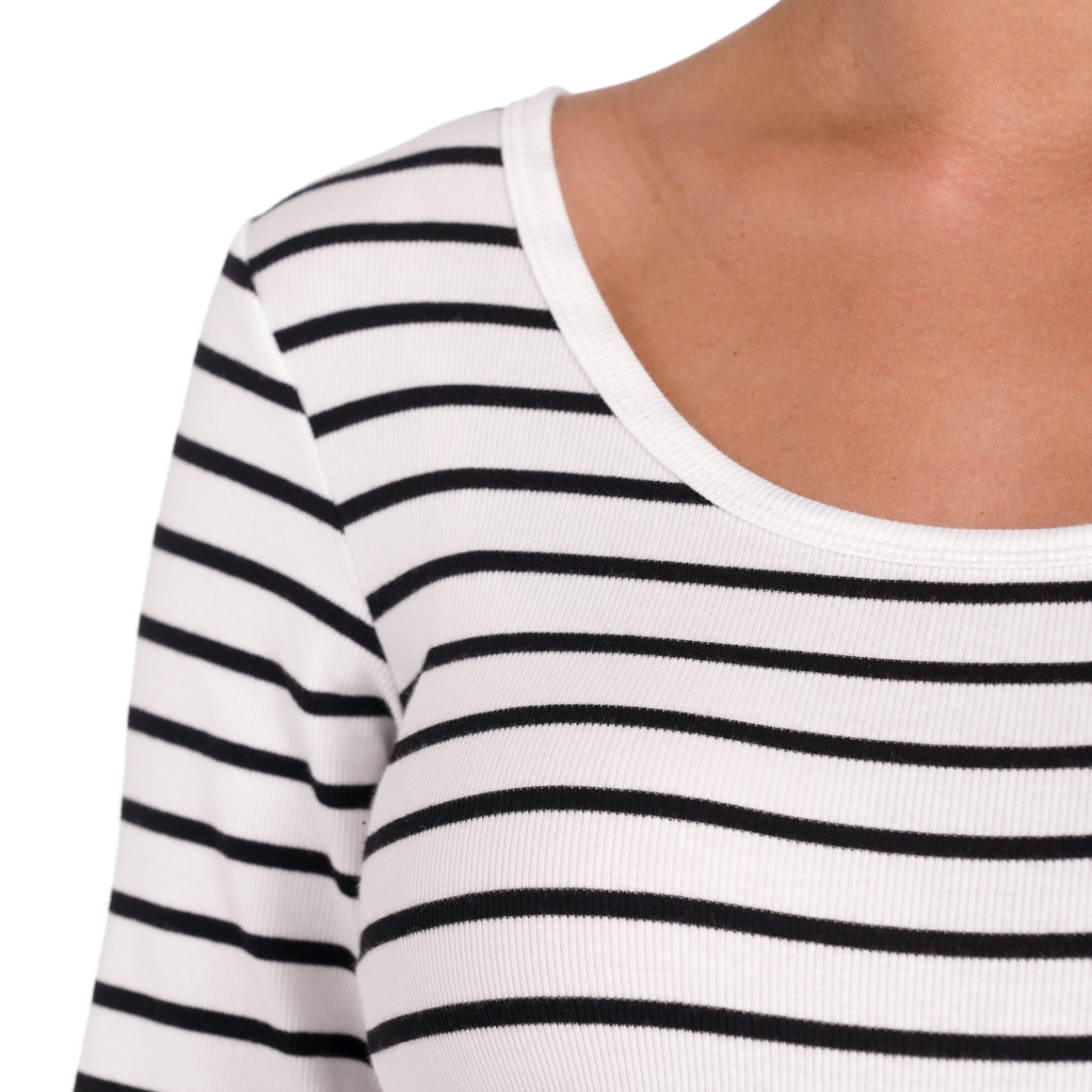 Gina Mama Damen Umstands-Langarmshirt im Ringel-Look weiss / schwarz