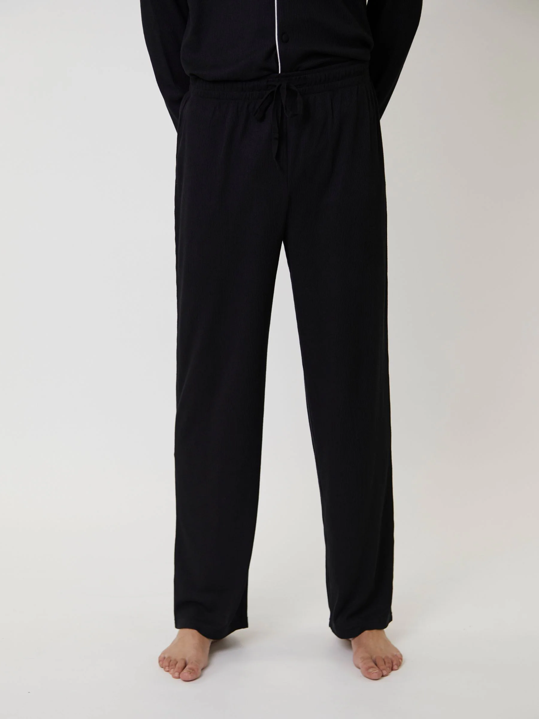 Zwart - Loungeable Waffle Traditional Pyjamas