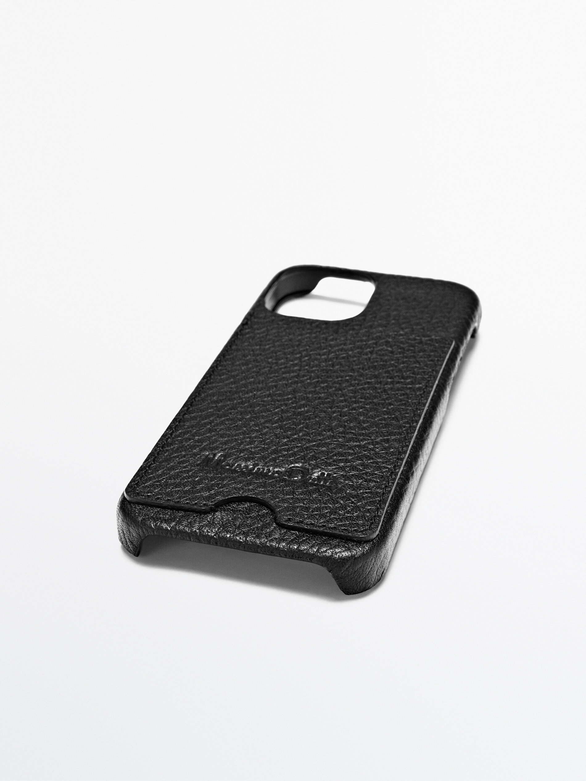 Capa para iPhone 13 Mini, em couro granulado, com porta-cartões - PRETA
