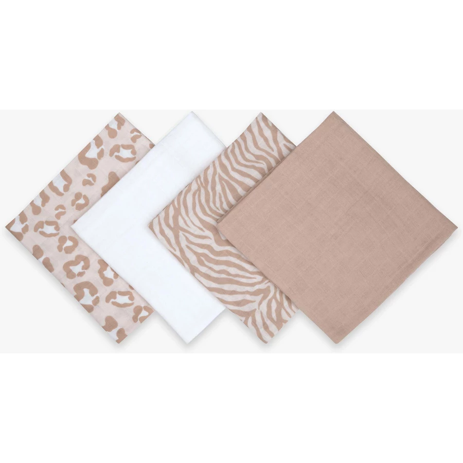 emma & noah Mullwindeln 4er Set Leo Beige 70 x 70 cm