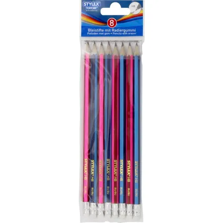 Stylex Bleistift mit Radiergummi, 8 Stück