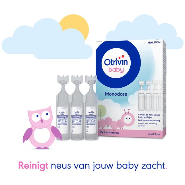 Otrivin Baby Zoutoplossing Monodose bij een Verstopte Neus 18 x 5 ML