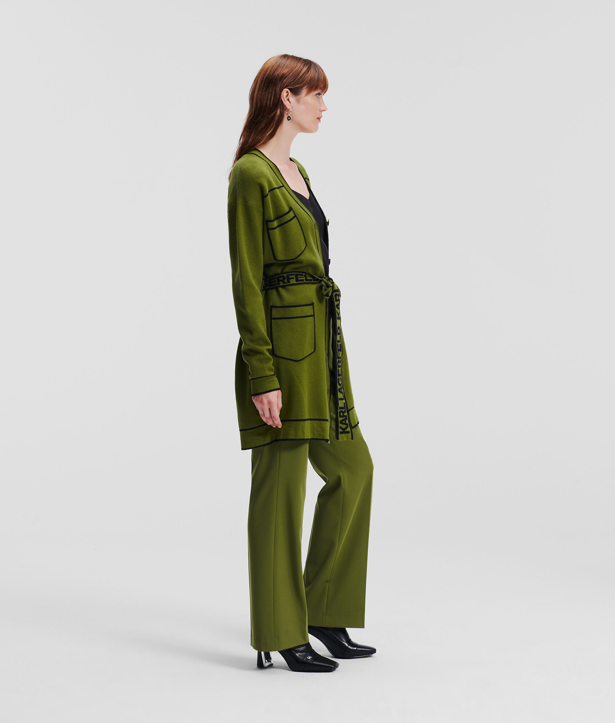 CARDIGAN AVEC CEINTURE ORNÉE DU LOGO KARL