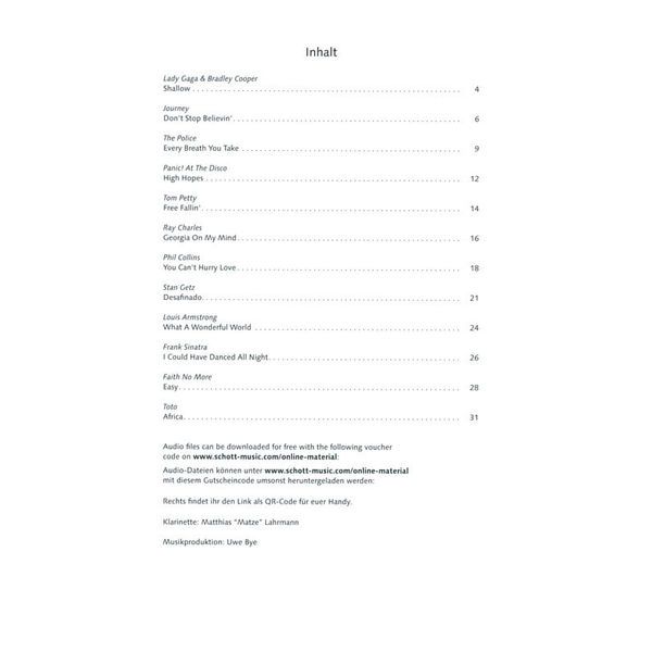 Schott Pop For Clarinet 3