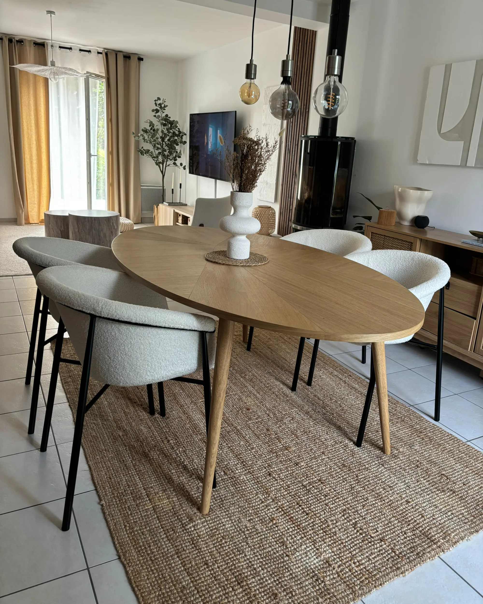 Set van 2 eetkamerstoelen AMES Bouclé Gebroken wit