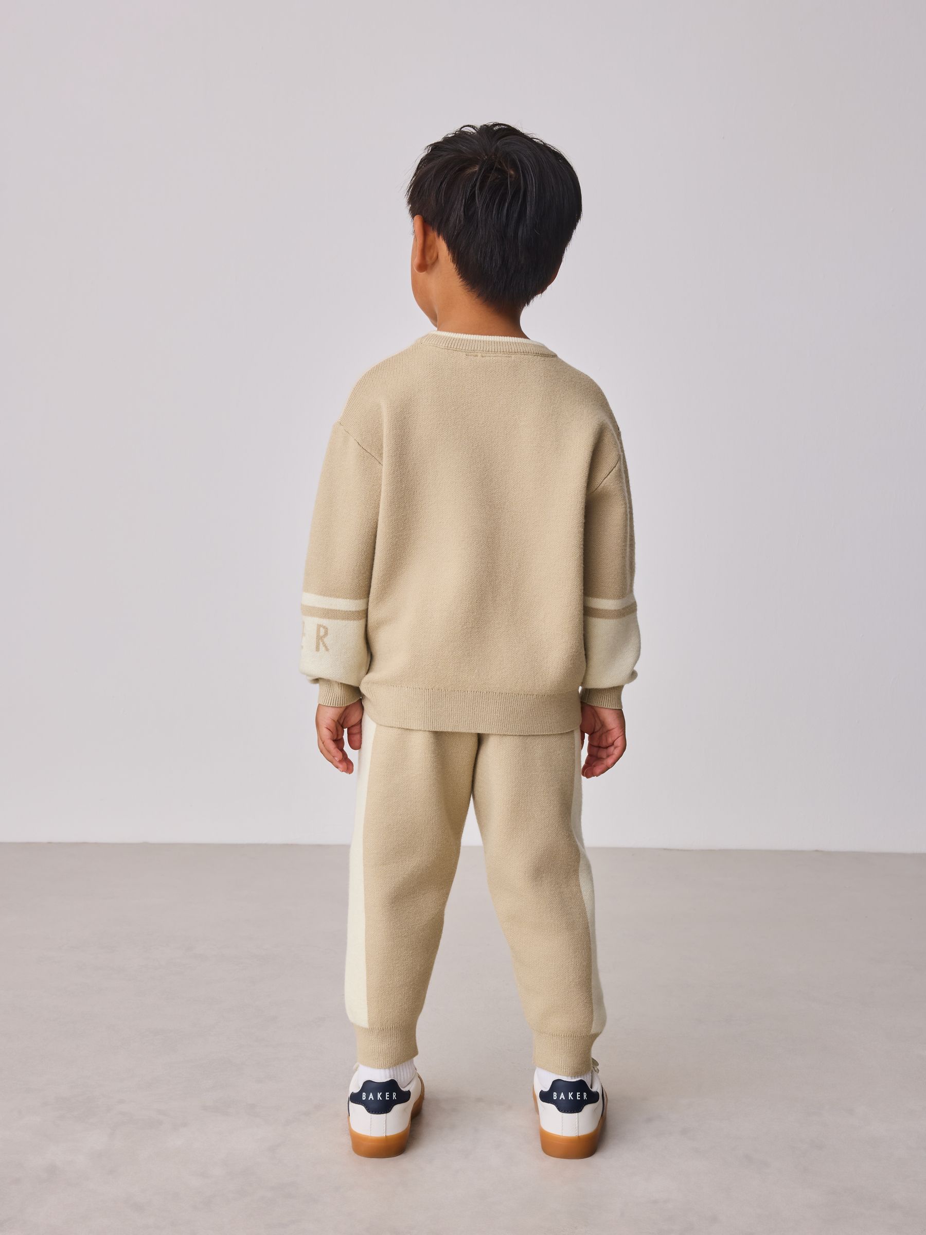 Pastelgeel - Baker by Ted Baker Colourblock Knitted Sweatshirt and Joggers Set