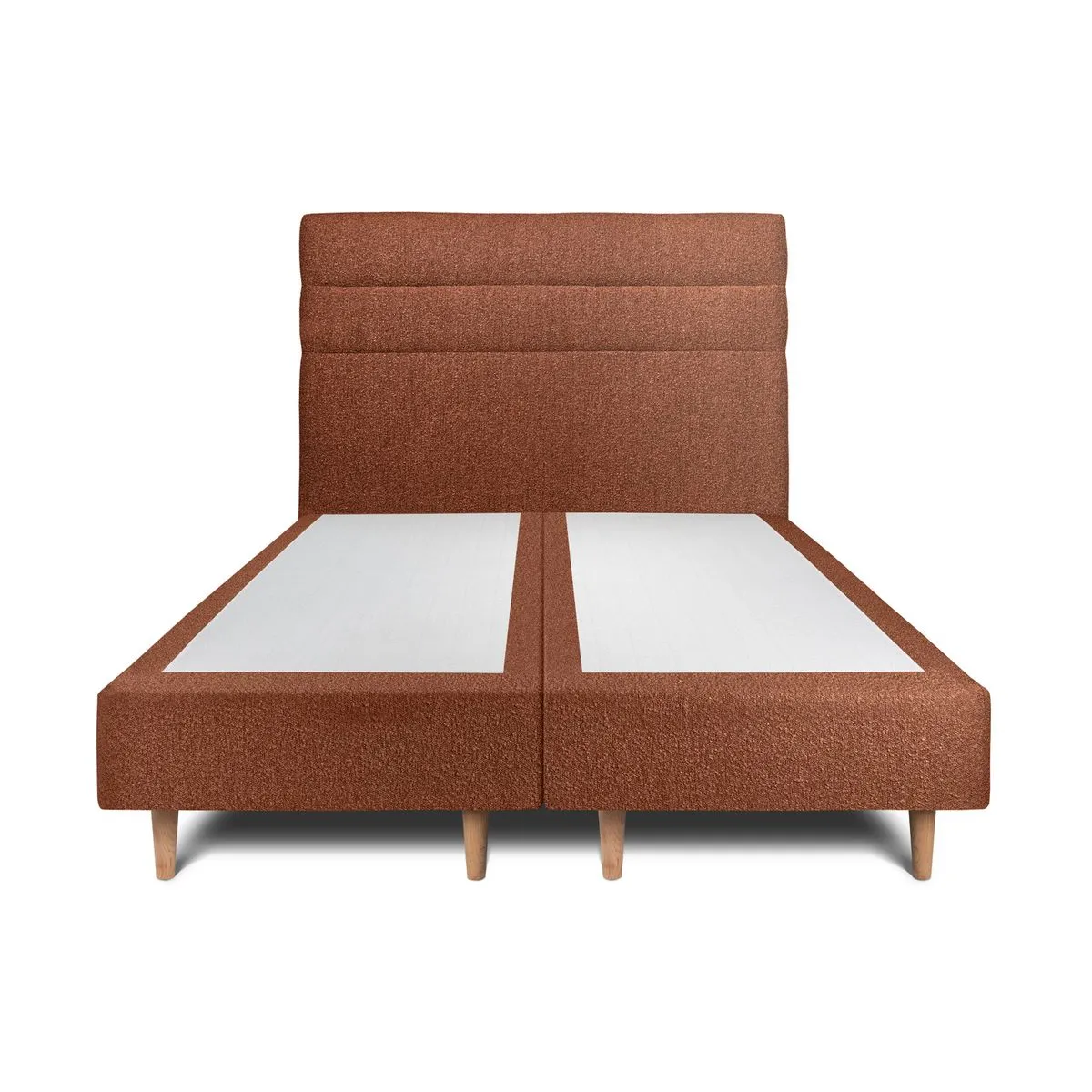 Sommeil de plomb Lit 160x200cm - Tête de lit lignes bouclette - Double sommier tapissier terracotta
