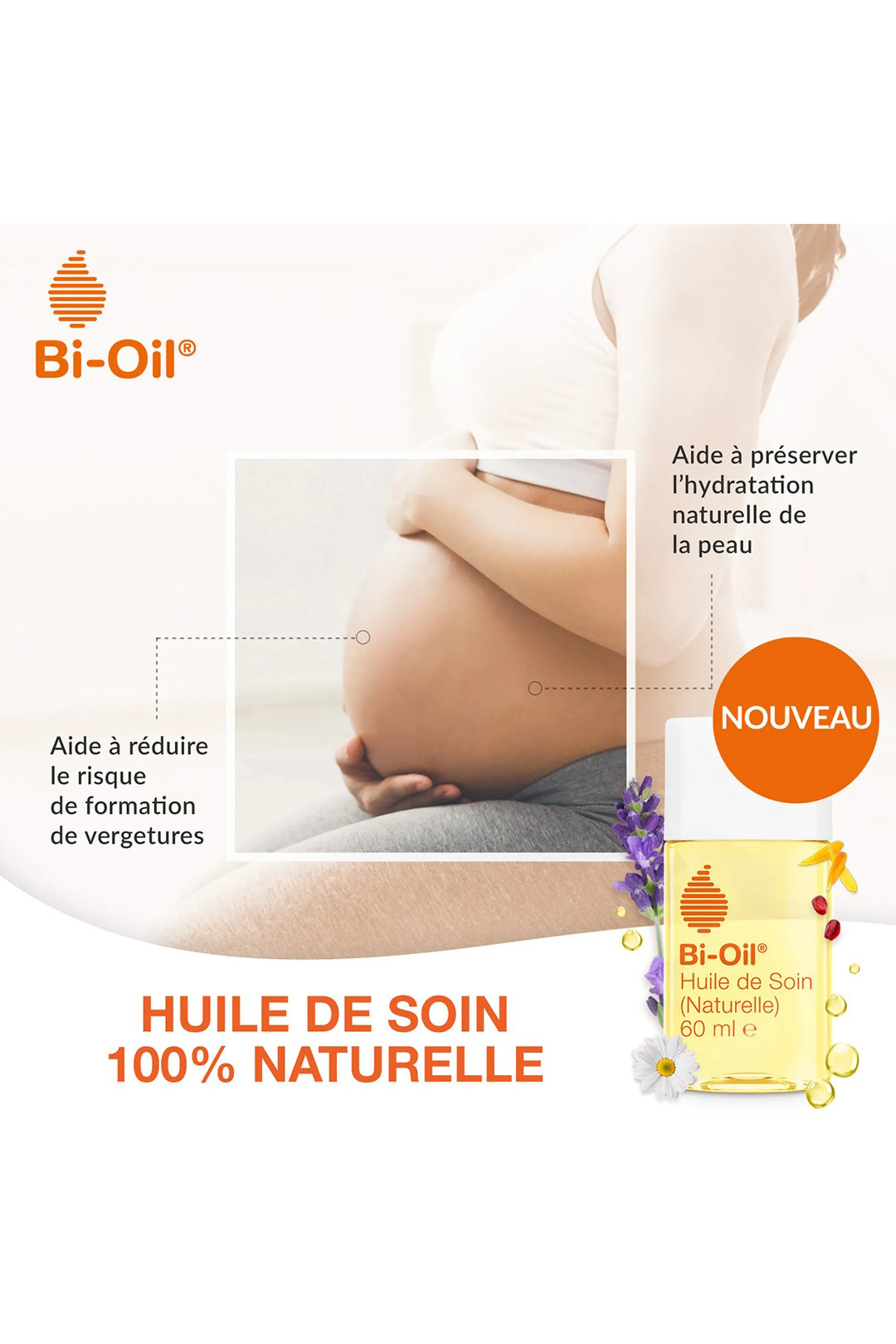 Bi Oil Huile de soin naturelle hydratante vergetures & cicatrices-125 ml