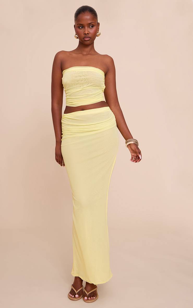 Citron Jupe Longue En Mesh De Mousseline Citron