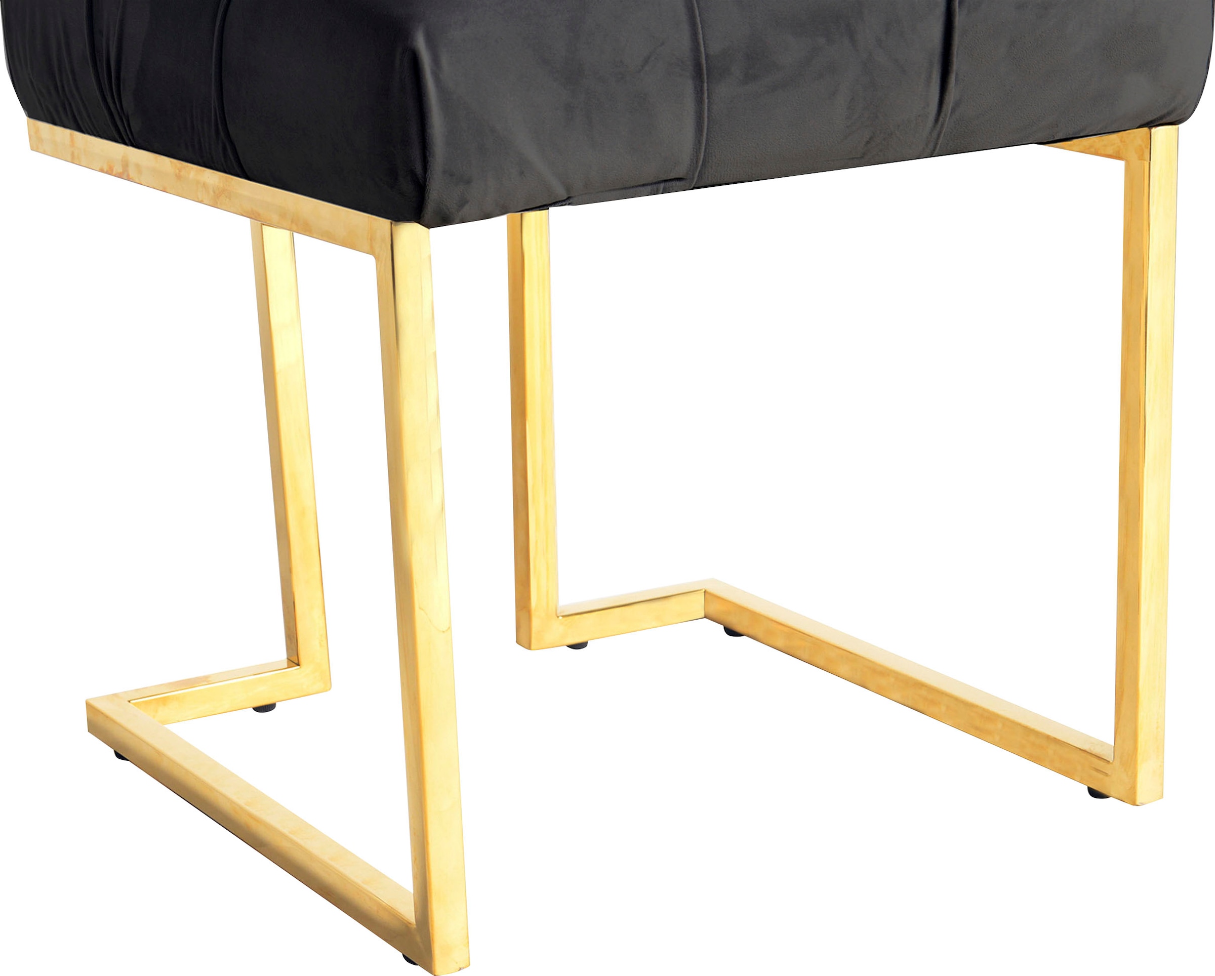 Kayoom Sitzhocker »Hocker Rare, Edler Touch durch goldenes Gestell« 1 Stk. tlg. eckig, samtweich, gesteppt, mit Zierknöpfen, Edelstahlgestell