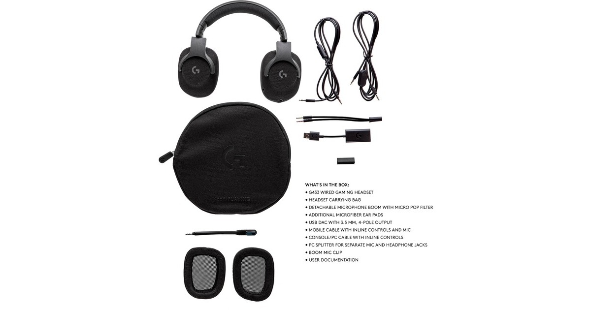 LogitechG433 7.1 Surround  over-ear gaming headset  (Zwart)
