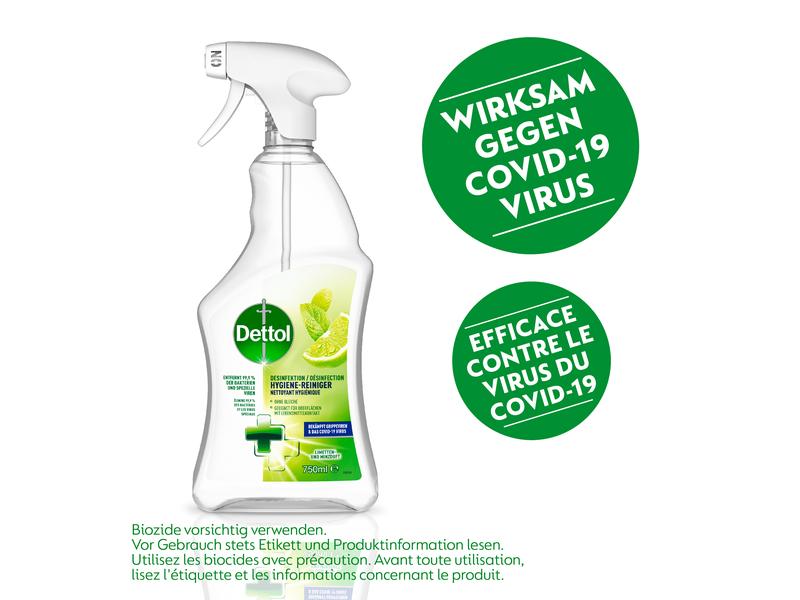 Dettol Desinfektion Hygiene-Reiniger Limetten- & Minze 750 Kraftvoller Allzweckreiniger für Oberflächen