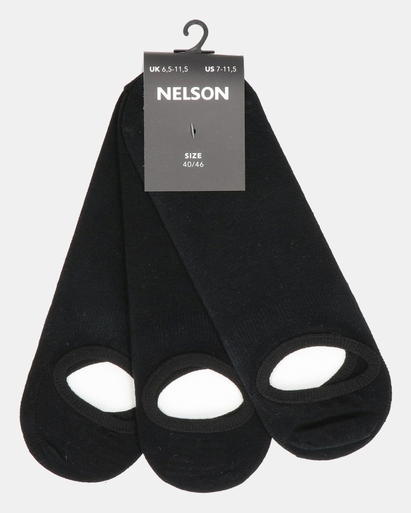 Nelson 3-Pack Sneakersokken Sokken  - zwart