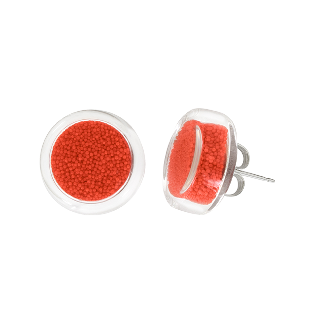 Boucles d'oreilles clou en verre soufflé - Cachou Billes